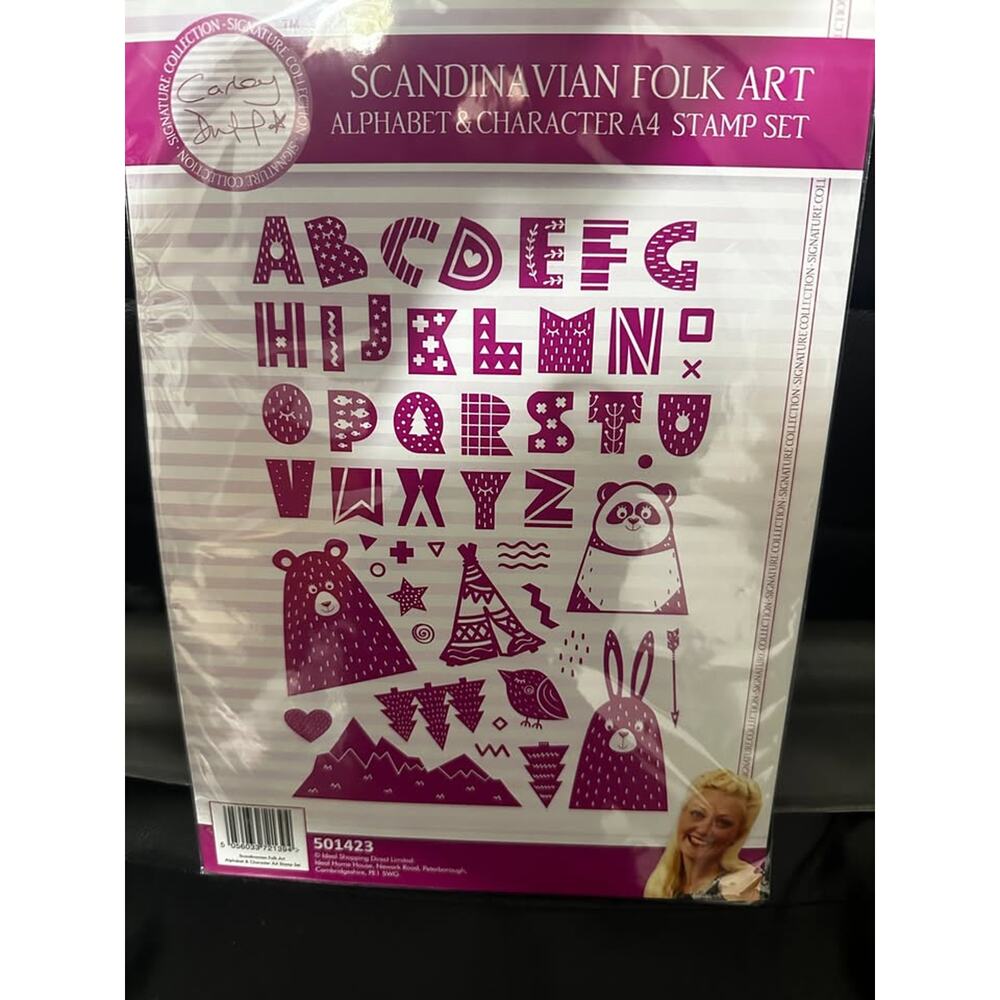 Carley Duff Scandinavian Folk Art Alphabet & Character A4 Stamp Set